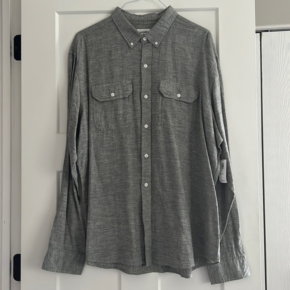 Old Navy Mens Button Down Long Sleeve Gray Shirt - Picture 1 of 5